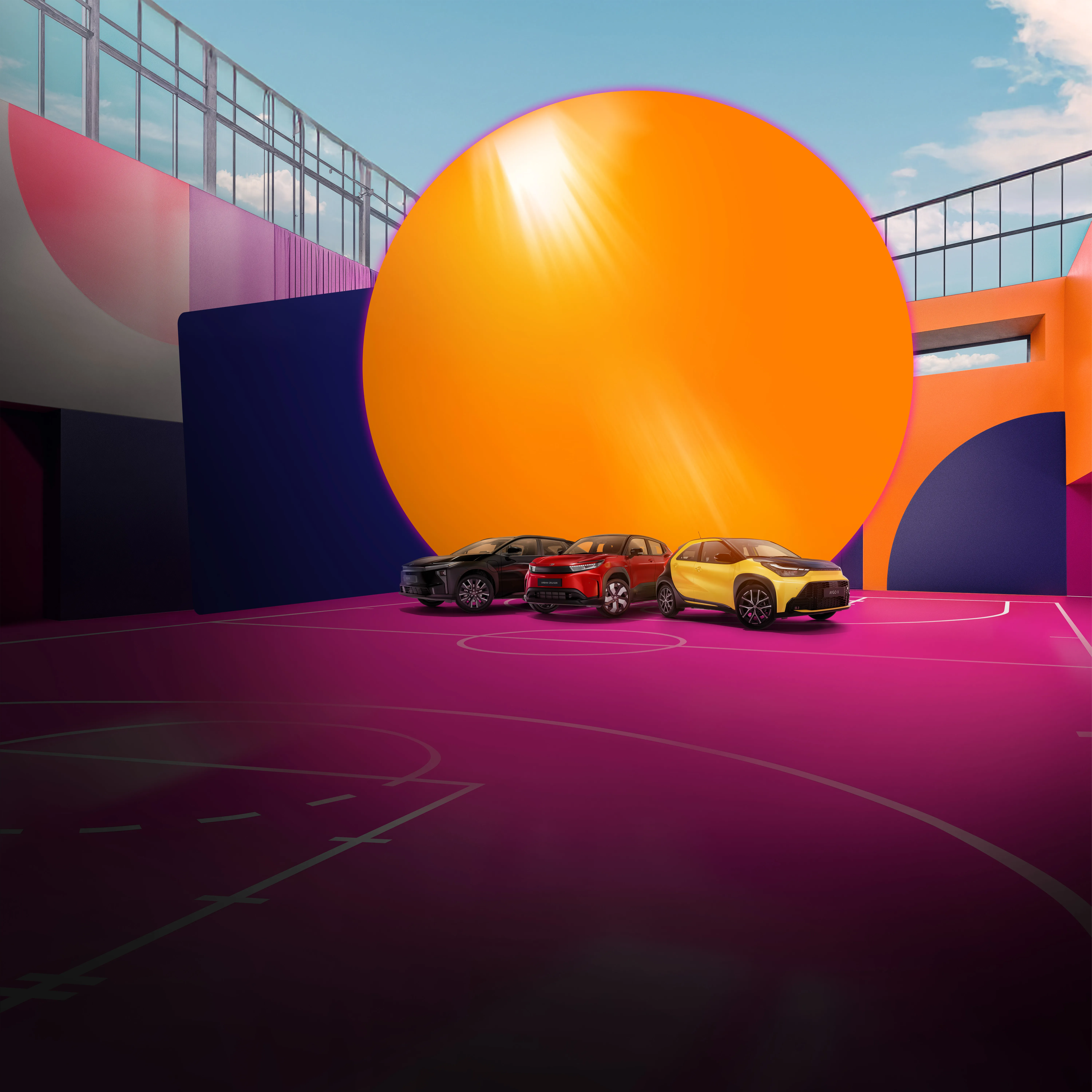 Header Toyota Deutschlandprämie, mehrere Toyota Fahrzeuge